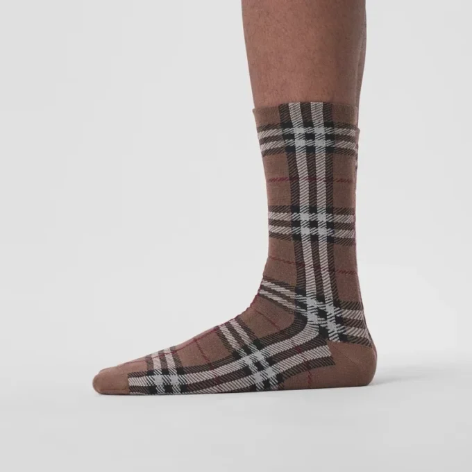 Calcetines de mezcla de algodón y cachemira con diseño Vintage Check en punto intarsia