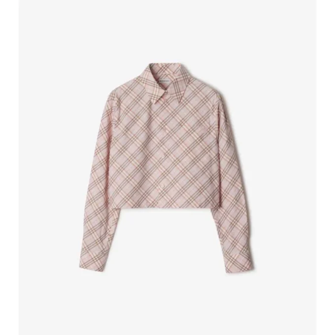 Camisa corta de algodón con estampado de cuadros