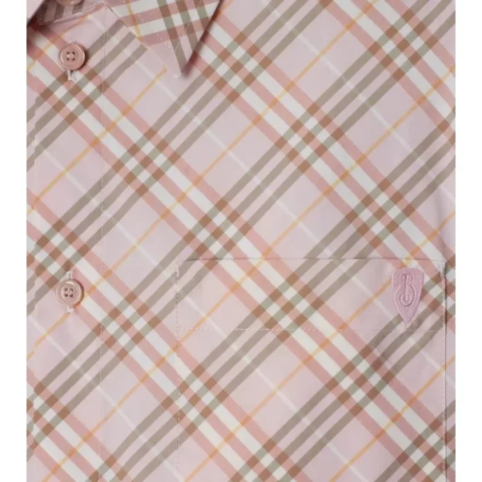 Camisa corta de algodón con estampado de cuadros