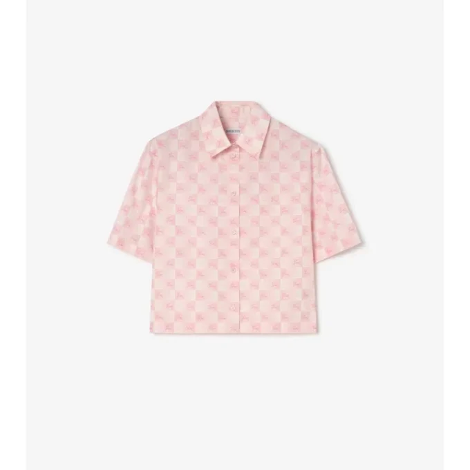 Camisa corta de algodón con estampado de tablero de ajedrez EKD