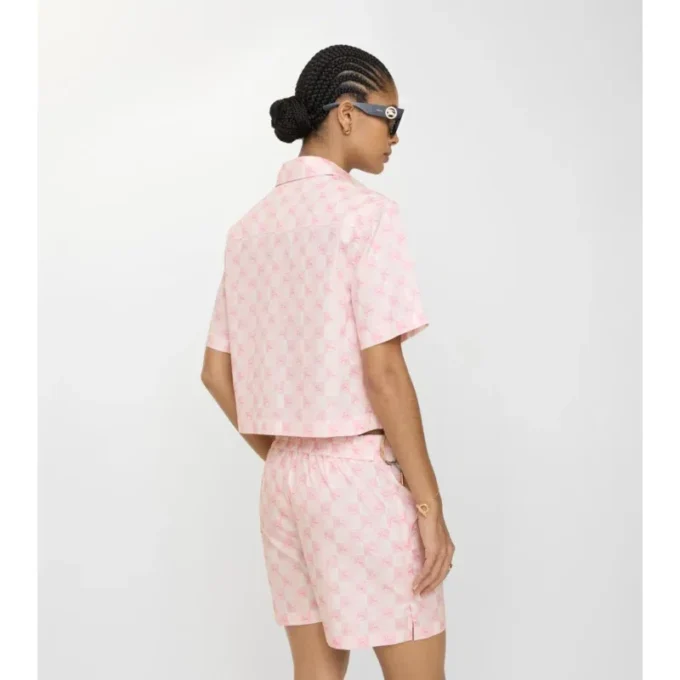 Camisa corta de algodón con estampado de tablero de ajedrez EKD