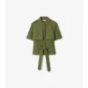Camisa corta de popelín de algodón estilo trench