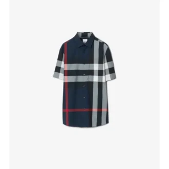 Camisa de algodón a cuadros de corte entallado
