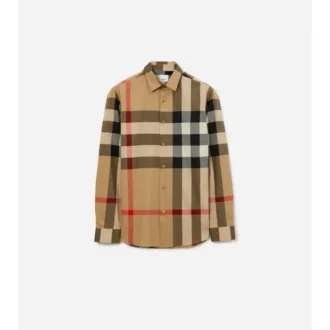 Camisa de algodón a cuadros de corte entallado