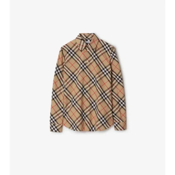 Camisa de algodón a cuadros de corte entallado