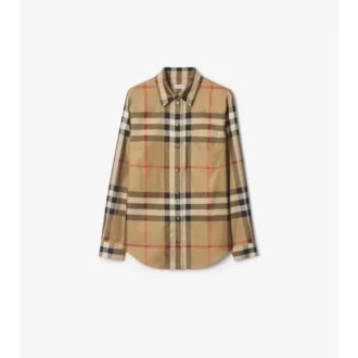 Camisa de algodón a cuadros de corte entallado