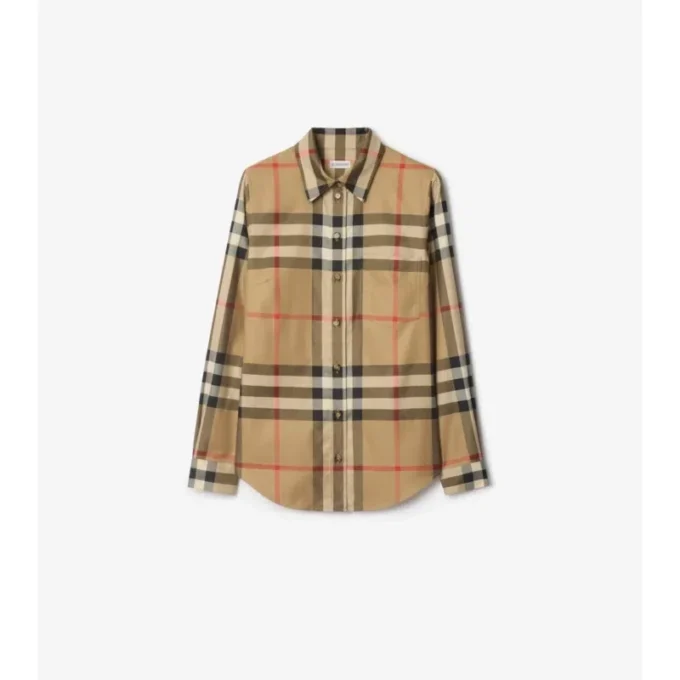 Camisa de algodón a cuadros de corte entallado