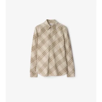 Camisa de algodón a cuadros de corte entallado