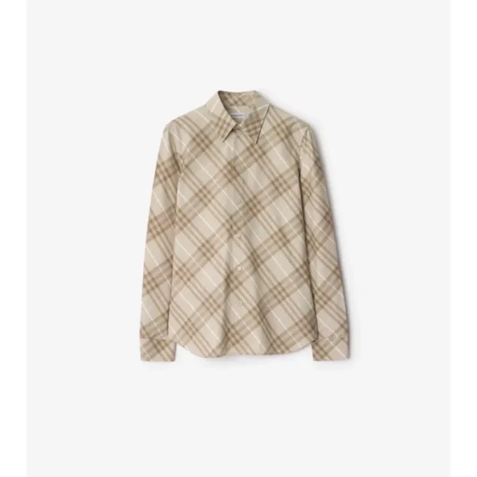 Camisa de algodón a cuadros de corte entallado