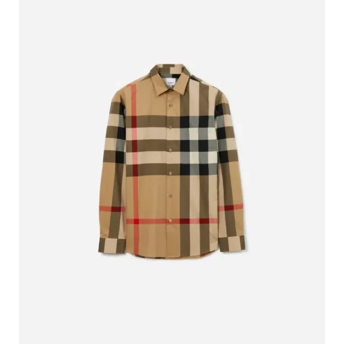 Camisa de algodón a cuadros de corte entallado