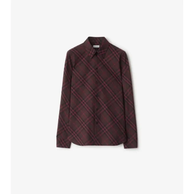 Camisa de algodón a cuadros de corte entallado