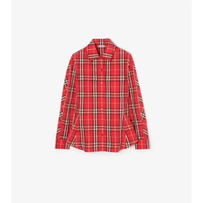 Camisa de algodón a cuadros de corte entallado