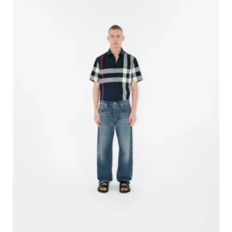 Camisa de algodón a cuadros de corte entallado