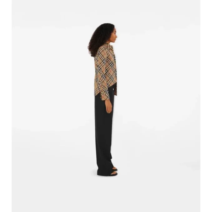 Camisa de algodón a cuadros de corte entallado