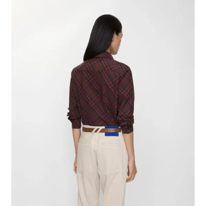 Camisa de algodón a cuadros de corte entallado