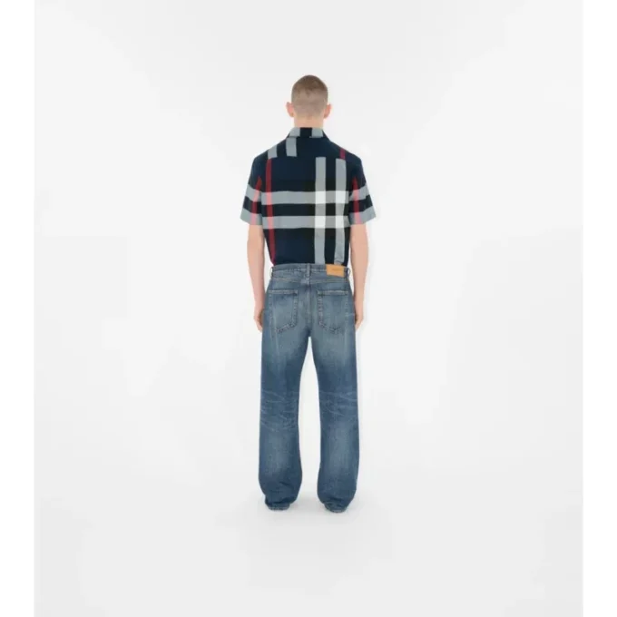 Camisa de algodón a cuadros de corte entallado