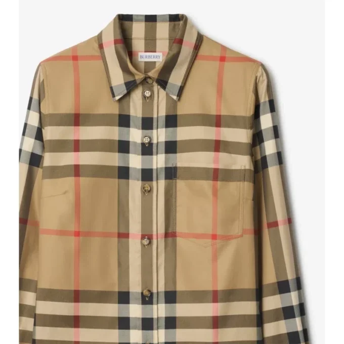 Camisa de algodón a cuadros de corte entallado