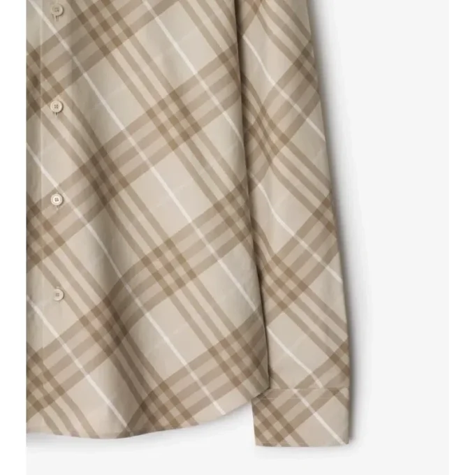 Camisa de algodón a cuadros de corte entallado