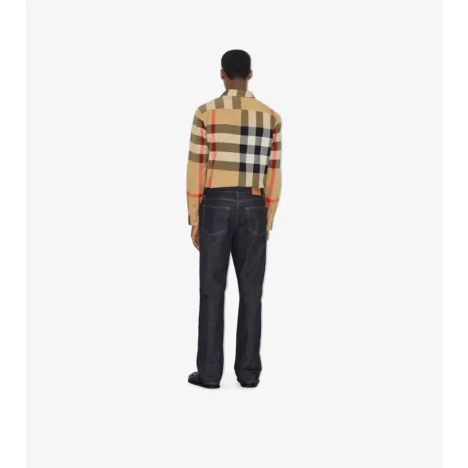 Camisa de algodón a cuadros de corte entallado