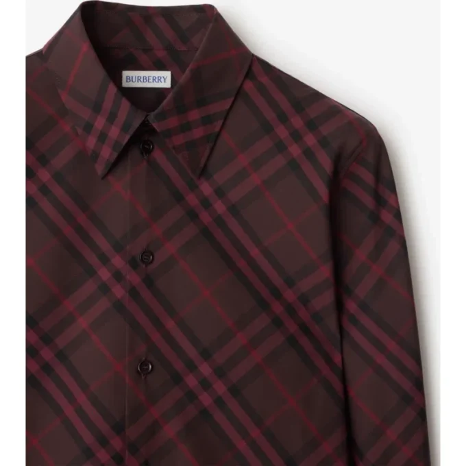 Camisa de algodón a cuadros de corte entallado