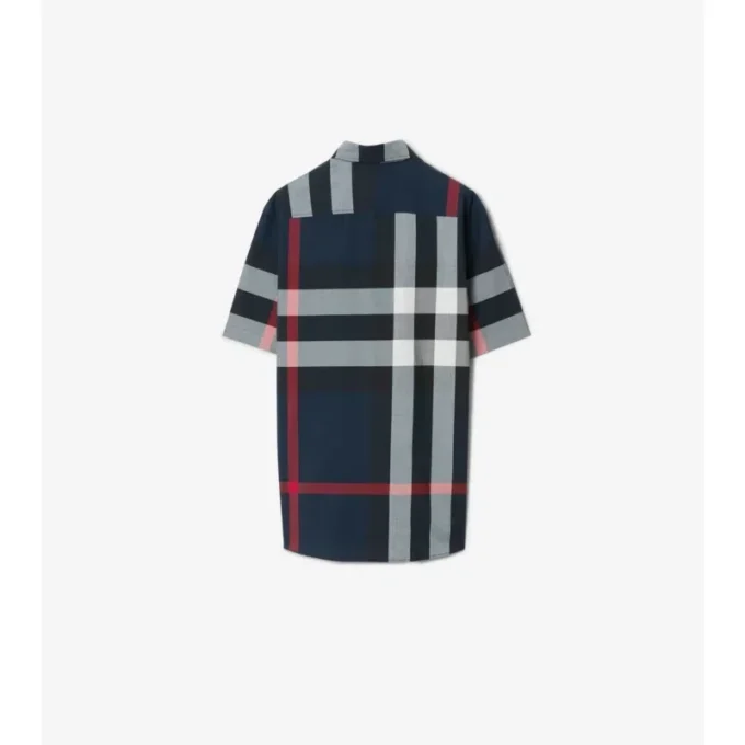 Camisa de algodón a cuadros de corte entallado