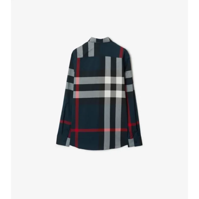 Camisa de algodón a cuadros de corte entallado