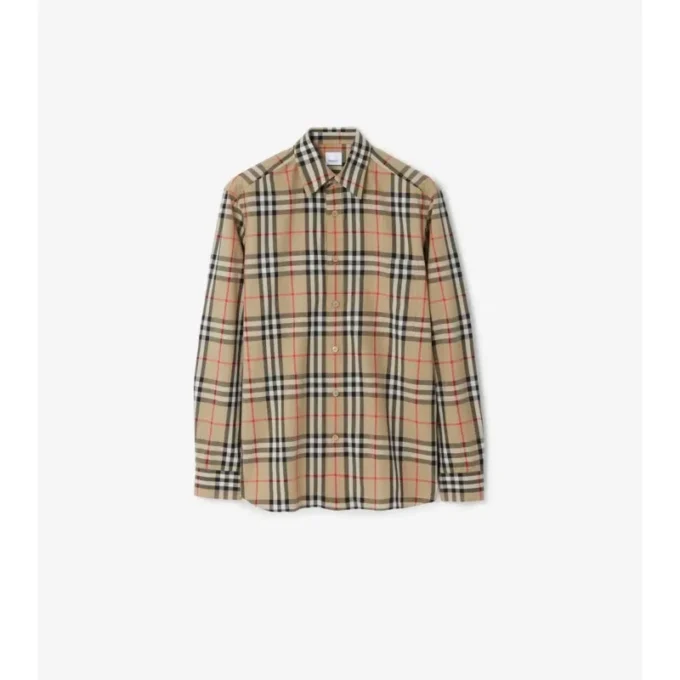Camisa de algodón a cuadros de corte regular