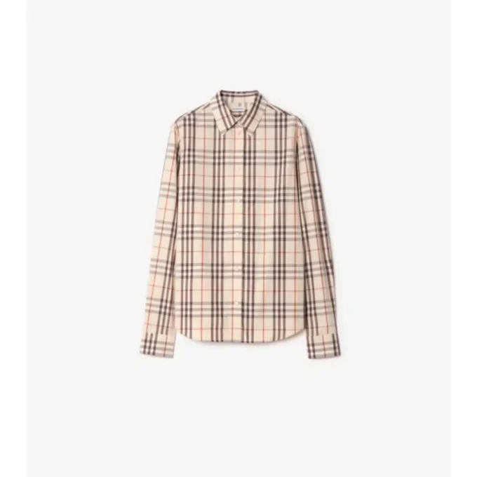 Camisa de algodón a cuadros de corte regular