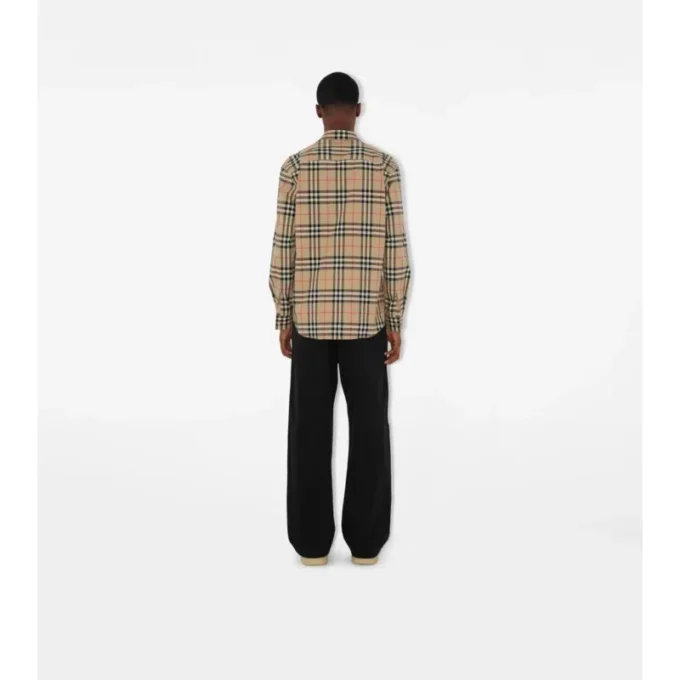 Camisa de algodón a cuadros de corte regular