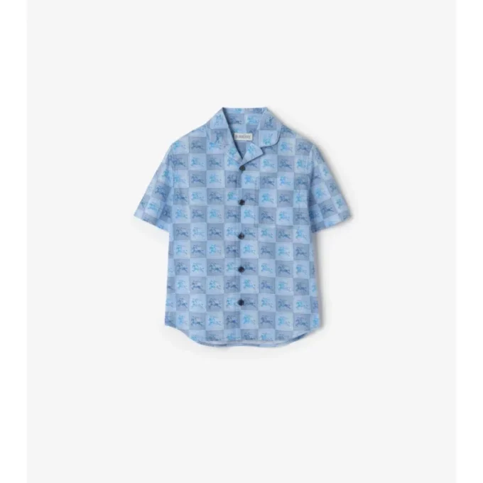 Camisa de algodón con estampado de tablero de ajedrez EKD