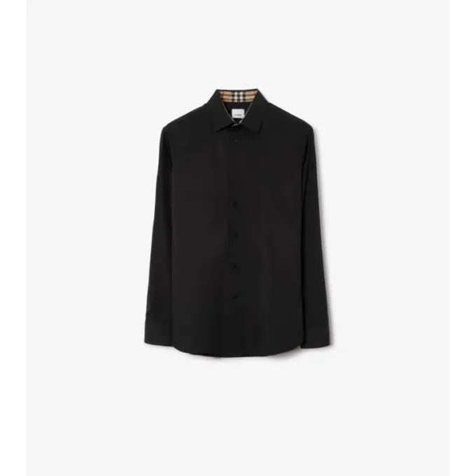 Camisa de algodón elástico de corte entallado