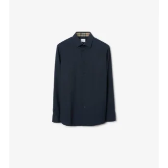 Camisa de algodón elástico de corte entallado