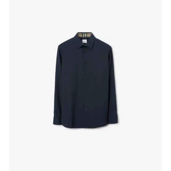 Camisa de algodón elástico de corte entallado