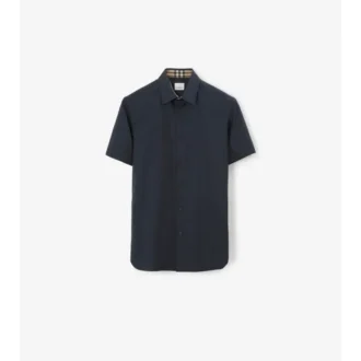 Camisa de algodón elástico de corte entallado