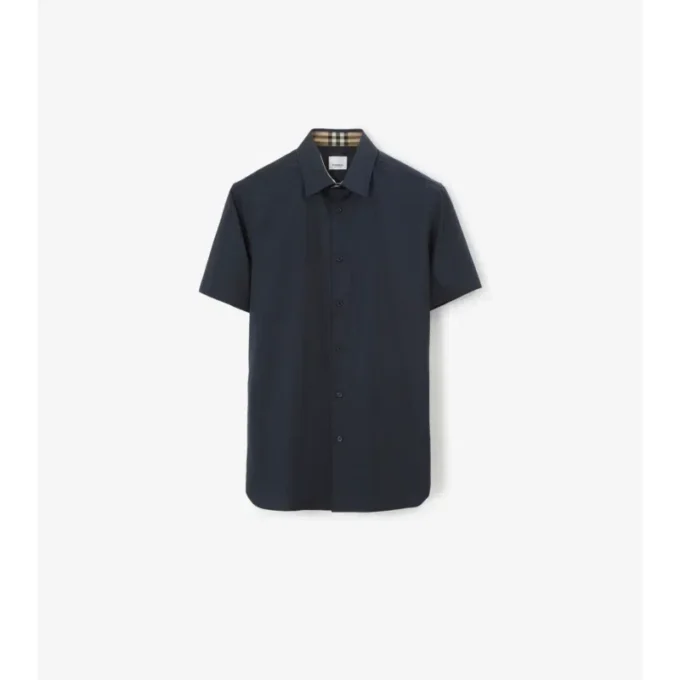 Camisa de algodón elástico de corte entallado