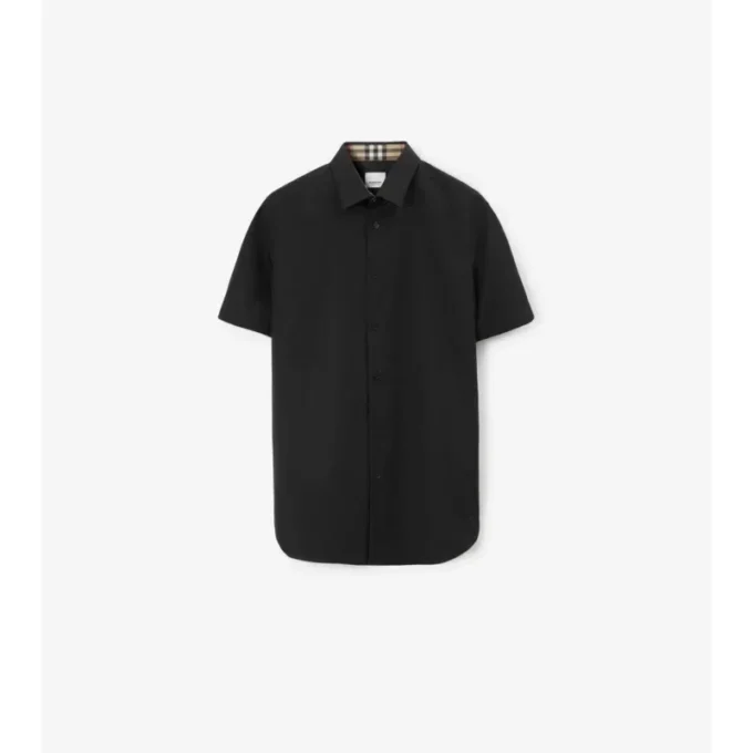 Camisa de algodón elástico de corte entallado