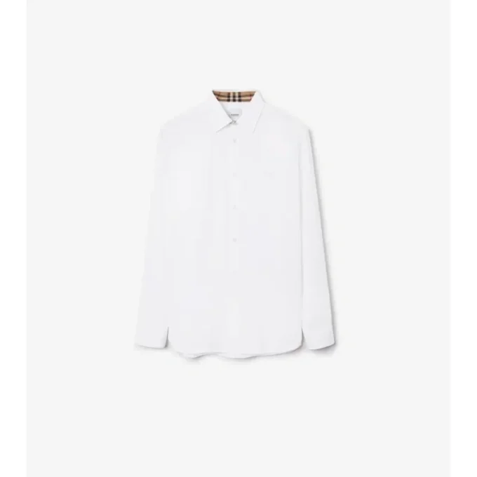 Camisa de algodón elástico de corte entallado