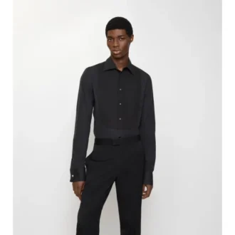 Camisa de esmoquin de algodón de corte entallado