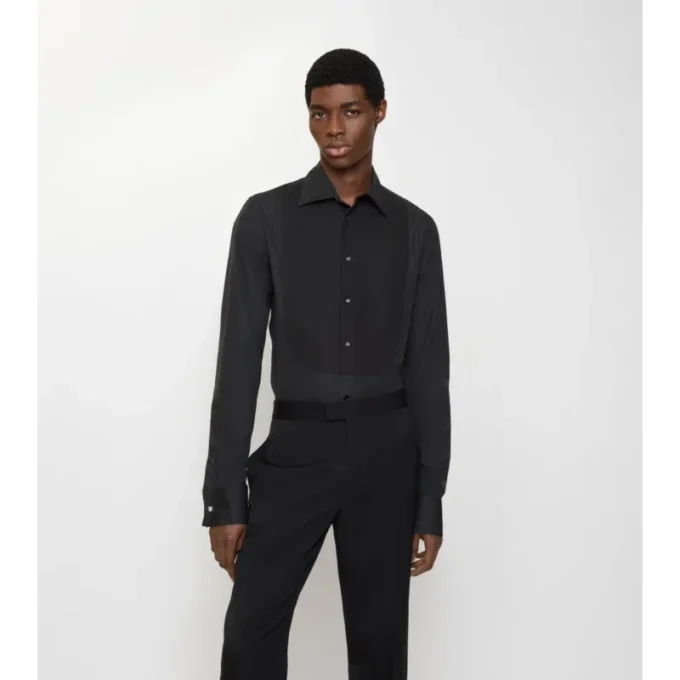 Camisa de esmoquin de algodón de corte entallado