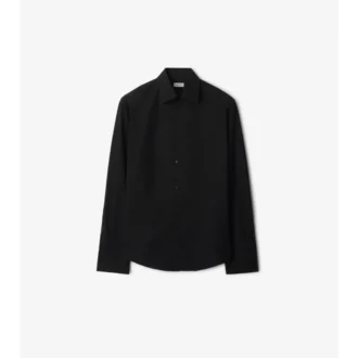 Camisa de esmoquin de algodón y seda de corte entallado