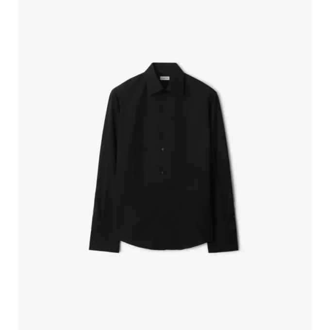Camisa de esmoquin de algodón y seda de corte entallado