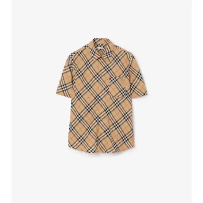 Camisa de lino a cuadros de corte holgado