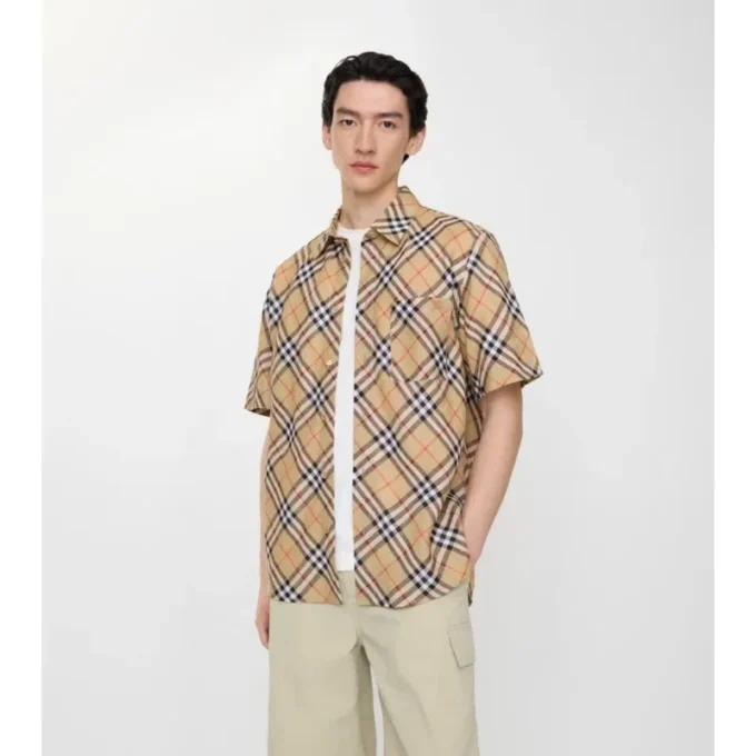 Camisa de lino a cuadros de corte holgado