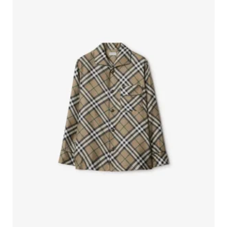 Camisa de pijama de seda a cuadros