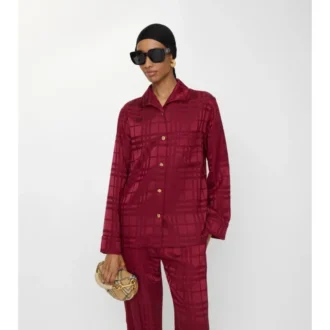 Camisa de pijama de seda a cuadros