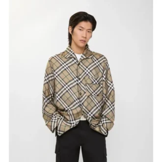 Camisa de pijama de seda a cuadros