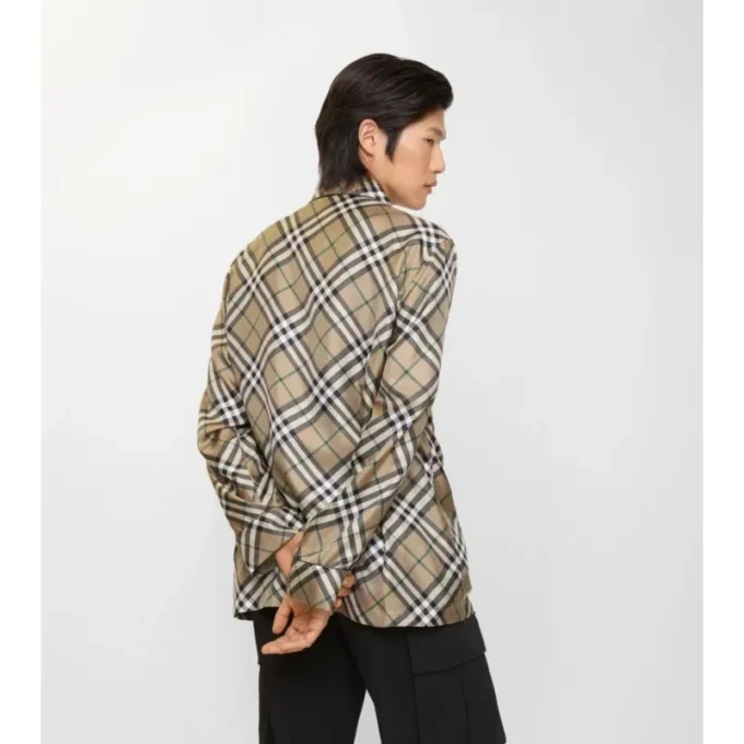 Camisa de pijama de seda a cuadros