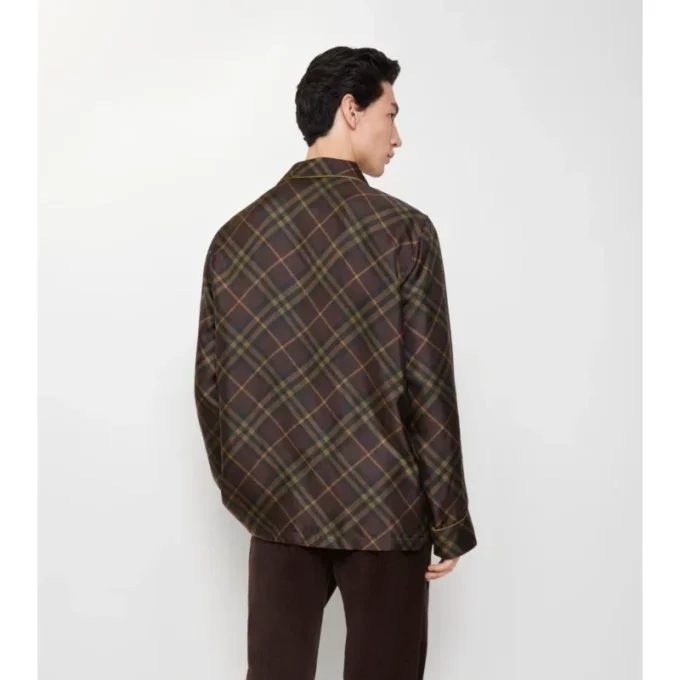 Camisa de pijama de seda a cuadros