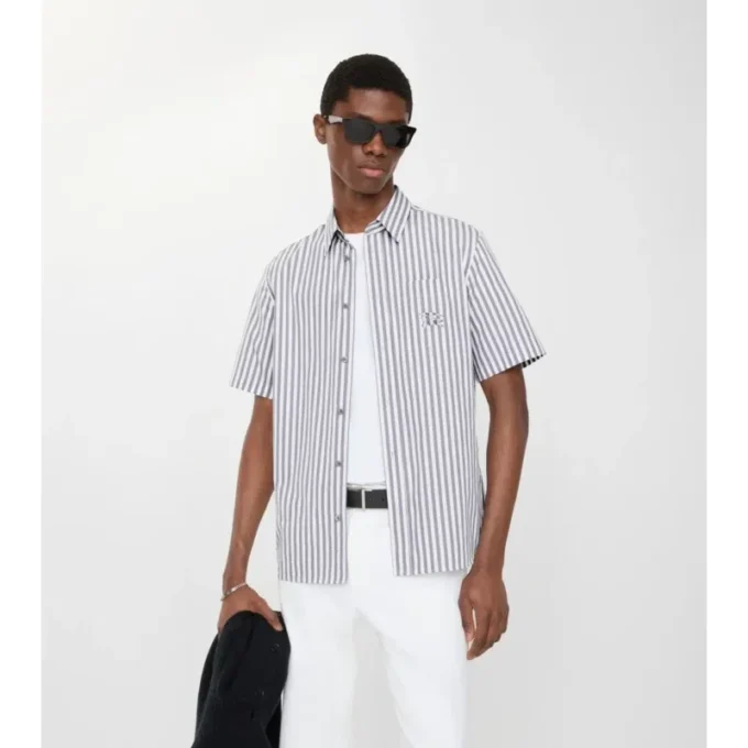 Camisa de popelín de algodón a rayas