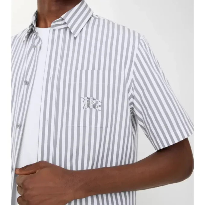 Camisa de popelín de algodón a rayas